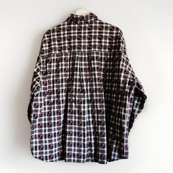 C.S.T. Sport Christmas Flannel Shirt Red White Silver Stripe Holly Candy Cane 3X - Picture 2 of 7